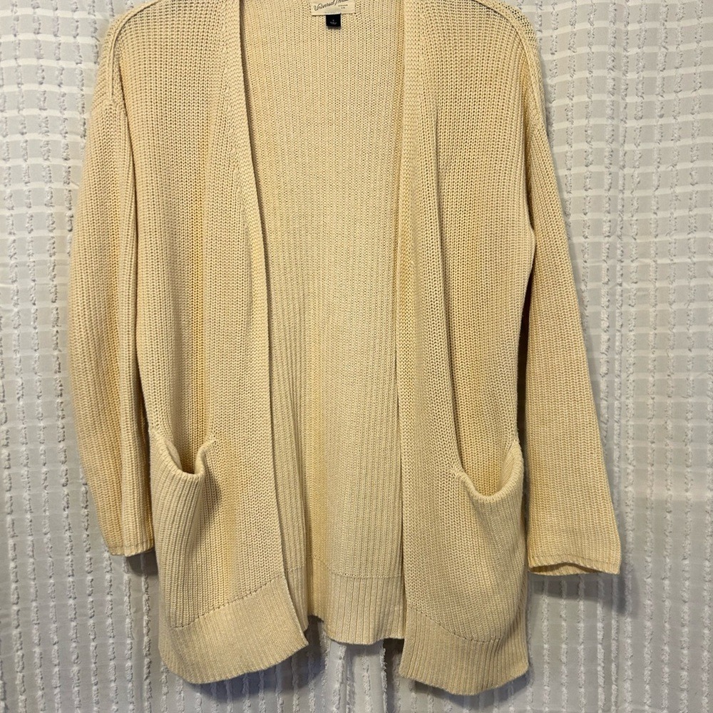 Universal Thread‎ Women's Small Cream Ribbed Knit Open Front Cardigan Sweater